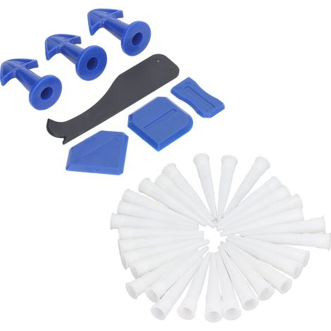 Kit de calfeutrage avec buses silicone, lisseurs et plaques de finition pour joints de cuisine, salle de bain et sols (1/5)