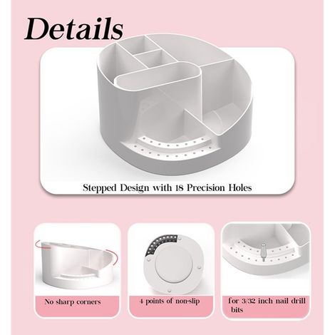 1 colour: white Material: plastic Multifunctional nail tool storage box with seven compartments for easy and convenient use. (1/5)