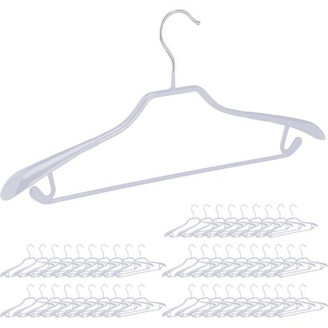 50 x Cintres antidérapants, pour costumes, support large pour les épaules, traverse pantalon, gris clair (1/5)
