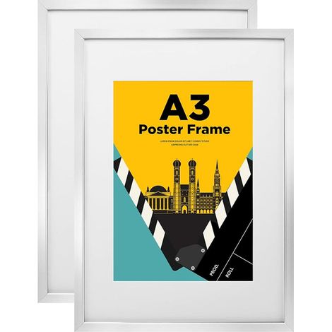 Cadres photo A3, Cadres en bois A3 avec passe-partout en acrylique pour photos DIN A4, Cadres pour certificats pour montage mural, 29,7 x 42 cm Cadres pour portraits, pour la maison, le bureau (1/3)