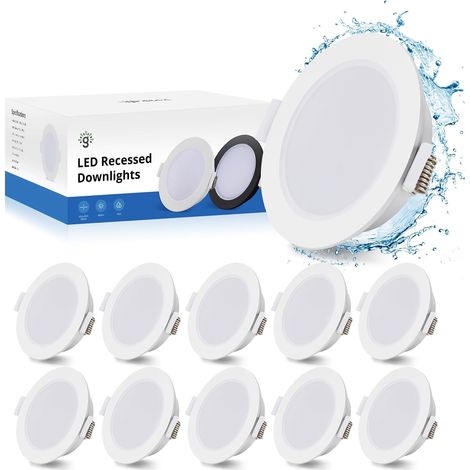 Spot LED Encastrable, 5W Spot Salle de Bain IP65 2700K, Lot de 10 Spots de Plafond Trou 68-80mm, Spots Extra Plat Blanc Chaud 400LM, 220V Spot Encastré pour Salon Chambre Cuisine (1/5)