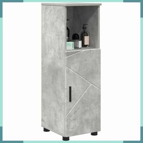 Cabinet de salle de bain - 883317 - Gris béton - 30 x 35 x 95 cm - Bois d'ingénierie & métal (1/5)