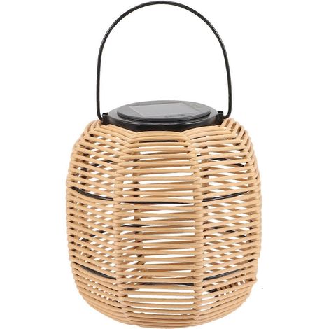 Lanterne solaire suspendue d'extérieur, style vintage rotin, pour jardin, terrasse et allée (1/5)