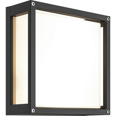 Applique extérieure à intensité variable carrée 25x25cm – Aluminium anthracite et verre blanc – E27 compatible LED – Diffusion uniforme sans éblouissement – Lucande