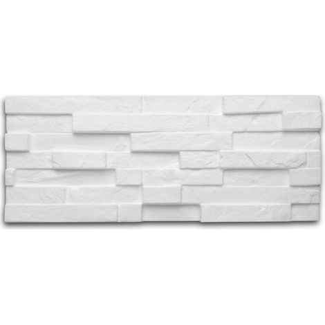 DECOSA Panneau mural à décorer Sierra 3D-relief - aspect briquette - polystyrène - blanc - 20 x 50 cm - 8 sach. (=4 m2)