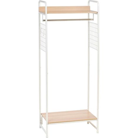 Iris Ohyama – Portant à vêtements blanc 154,5 cm – Structure en métal – Étagère basse pour chaussures – Penderie dressing moderne