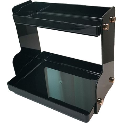 Rangement de bureau 2 étages, organisateur multifonction gain de place pour chambre et bureau, noir (1/5)
