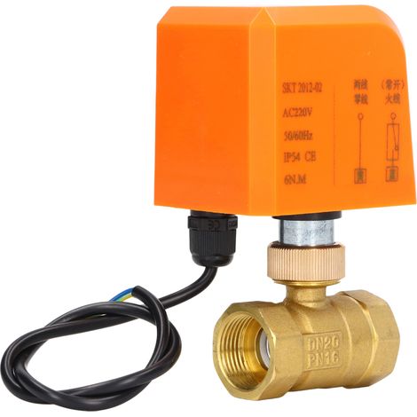 Vanne à bille motorisée 2 voies, 2 fils, normalement ouverte, avec interface DN20, 220 V CA (1/5)