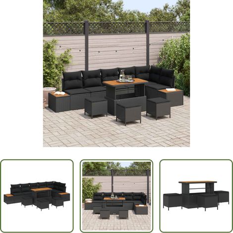 Gartenbank - Gartensofa-set 10 pcs Schwarz Poly-Rattan (1/5)