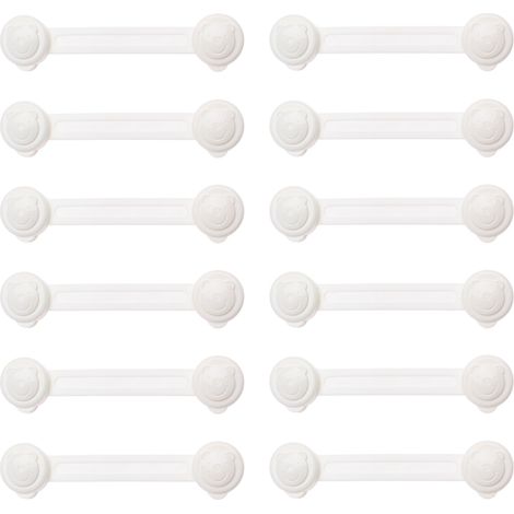 Serrure De Sécurité Pour Armoire - 12 Pièces - Bande Adhésive Sans Perçage - Compatible Armoires Réfrigérateurs Tiroirs Portes - 14,5 x 4 cm (1/5)