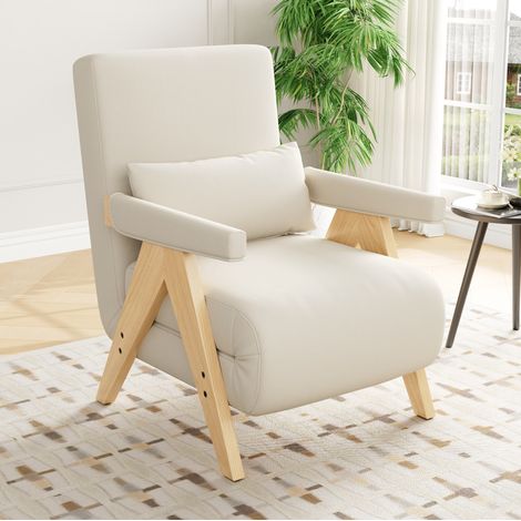 Erwachsenen-Schlafsessel 87x64x60 cm aus Leinen beige — 3-in-1 Sessel, verwandelbar: Sitz, Lounge, (1/5)