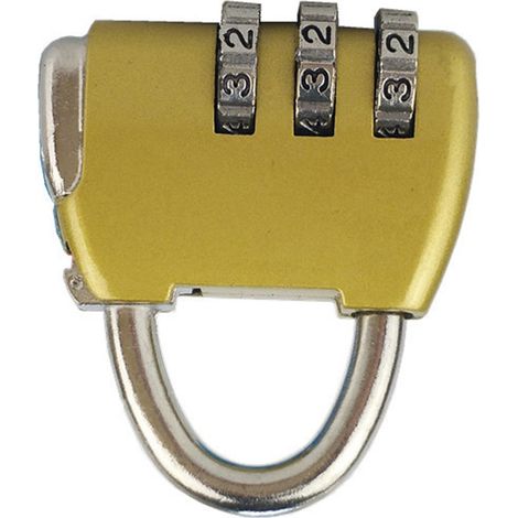 Cadenas à code 3 chiffres résistant en alliage de zinc pour valises et sacs de voyage - Finition dorée (1/4)