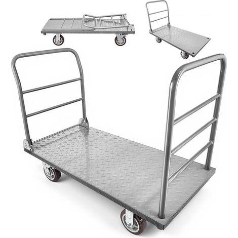Chariot Plateforme Pliable 1202 kg Chariot de Manutention Acier Allié avec Garde-Corps Amovible et Roues PU 6" PH7001 (1/5)