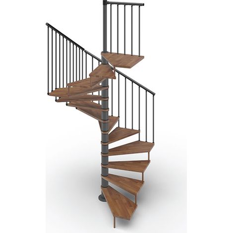 Spindeltreppe mit 13 stufenanzahl - Zu erreichend Höhe 2.67m à 3.12m - Durchmesser 160cm - Nussbaum und Anthrazit - TEKLA160/SAMNOY/13