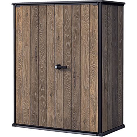 Armadio Porta Attrezzi da Esterno 1400L Keter Signature Vertical Shed in Resina Effetto Legno Noce