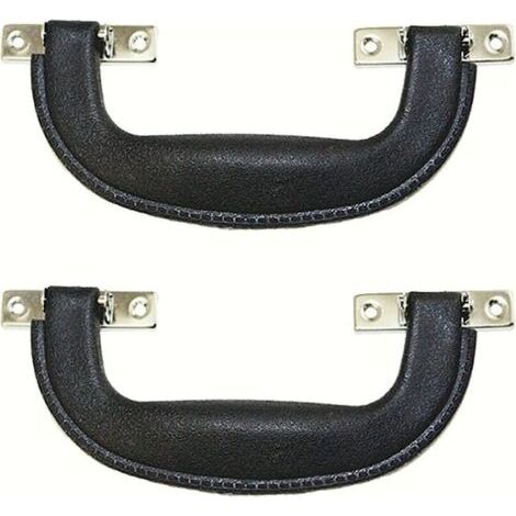 Poignée de valise vintage noire en similicuir, 1 pièce, sangle pour tiroir, porte ou meuble. (1/5)