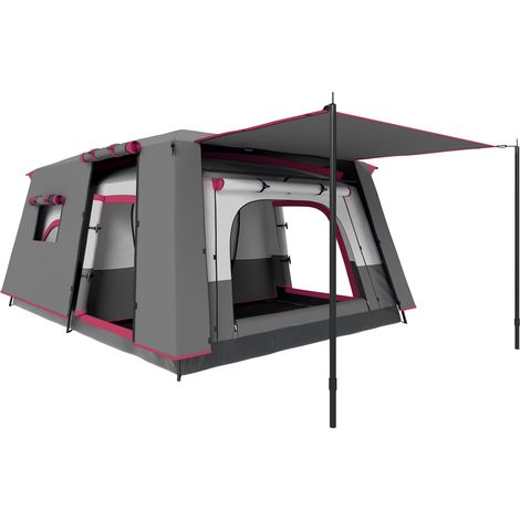 Tente familiale 4 à 6 personnes avec 2 chambres, salon et protection étanche 430 x 305 cm rouge