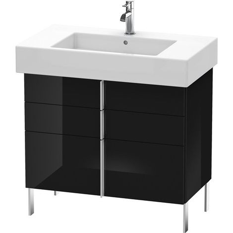 Mobiletto Duravit Vero Vanity 6413, con 2 cassetti e 1 cassetto estraibile, 800 mm, Colore (anteriore/corpo): Laccato nero lucido - VE641304040