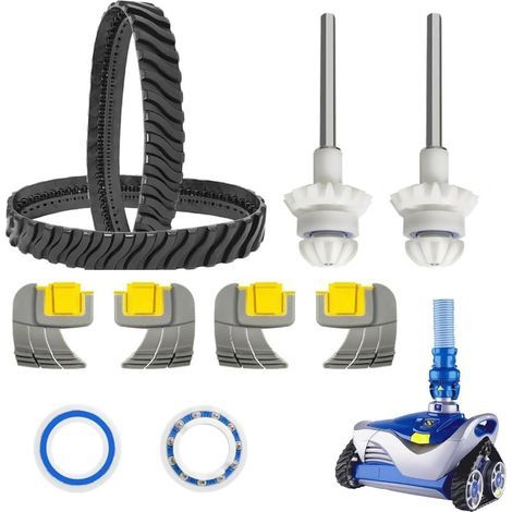 Ersatzteile für Zodiac-Poolroboter. Dieses Set enthält 2 Ketten, 4 Zyklonbürsten, 2 Antriebswellen und 2 Lager. Kompatibel mit den Modellen: R0525100, R0526100, R0527000 (1/4)