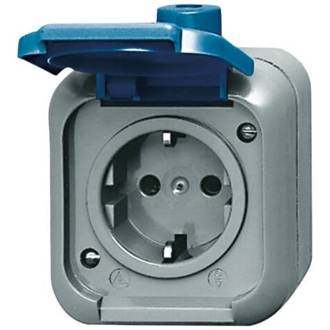 Busch-Jaeger Toma de corriente SCHUKO® con tapa abatible 16 A azul - Busch-Duro 2000® WDI (2300 EWSI), 2CKA002083A0368