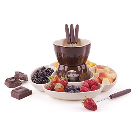Excelsa 60285 Chocolate Servizio Fonduta Cioccolato 8 Pezzi, Ceramica, Marrone (1/3)