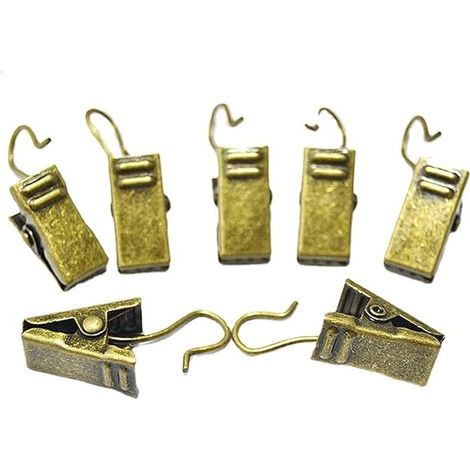 QAZQA Lot de 20 Crochet à Pince Clips pour Rideaux Anneaux à Pince, Clips de Rideau, Clips de Rideau en Acier Inoxydable avec Crochets (bronze)