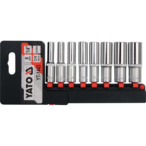 Steckschlüsselsatz Set 1/4 Zoll 5,5 - 13mm Nüsse Nuss Sechskant lang tief 8 Tlg (1/5)