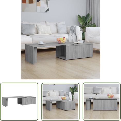 The Living Store Table basse Sonoma gris 150x50x35 cm Bois d'ingénierie - Table Basse - Meuble Salon - Table D'appoint - Bout De Canapé - Table Ronde (1/5)