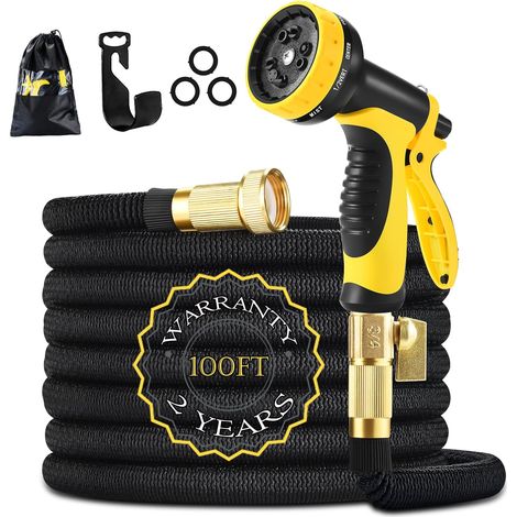 Tuyau d'arrosage anti-fuite avec double chambre à air en latex de m et pistolet pulvérisateur fonctions 30 9 (1/4)