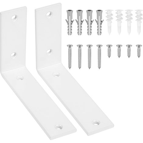 2 Pcs Equerre Etagere Murale Blanc, Equerre Charge Lourde, Équerre Étagère de Fixation Etagere Murale Invisible, Supports d'Étagère Murale à 90 Degrés Metal Industrielle pour Meuble, 150x100x38 mm (1/5)