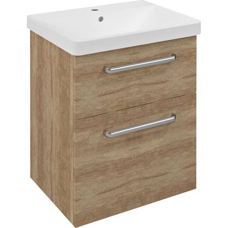 Sapho Theia - Waschbeckenunterschrank 56 x 70 x 44 cm, 2 Schubladen, Eiche Alabama TH060-2222 (1/5)