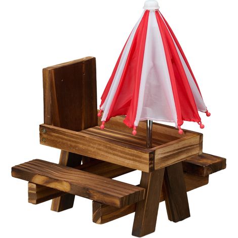 Mangiatoia decorativa per scoiattoli da giardino 18,5 x 21 x 18 cm comodo aiuto per animali in legno marrone 130017007