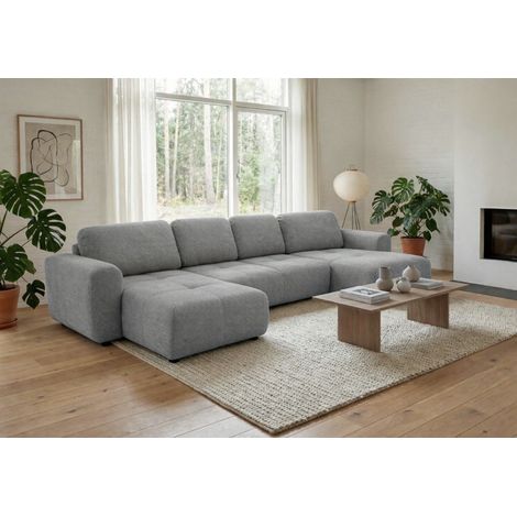 Wohnlandschaft mit Schlaffunktion BRUSK Sofa in Stoff Pop Grau (1/5)