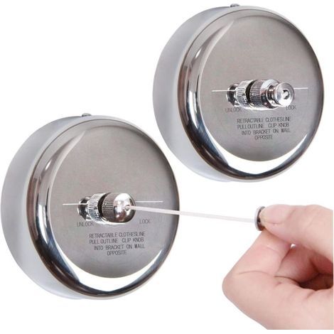 Tendedero retráctil de 2,8 m - Paquete de 2 - Acero inoxidable 304 - Capacidad de 10 kg - Para interior y exterior (1/5)