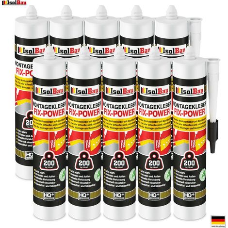Montagekleber FIX-POWER Baukleber 10 x 300ml Styroporkleber weiß 200kg / 10cm (1/3)