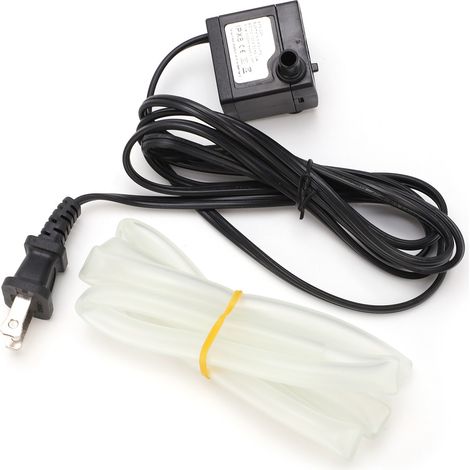 Mini pompe submersible silencieuse 3W 80GPH, moteur miniature pour bricolage, tuyau de distribution 0,6m inclus, prise polarisée US 110-120V, usage artisanal. (1/5)