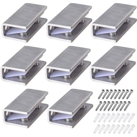 [NON UTILIZZATO] Morsetti per vetro in acciaio inox, 8 pezzi – Spessore regolabile da 8 a 12 mm – Adatti per ringhiere di scale e bagni (viti incluse)