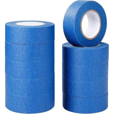 Nastro adesivo per mascheratura blu da 10 rotoli 25 mm × 20 m Nastro decorativo e pittorico per etichette, vernice spray, pittori, artigianato (1/5)