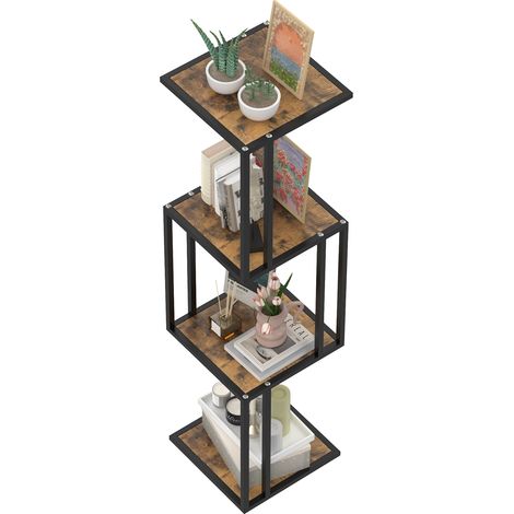 Haloyo® 4 Ebenen Blumenregal Metall Pflanzenregal Outdoor für Blumen und Pflanzen 30x30x83cm braun (1/5)