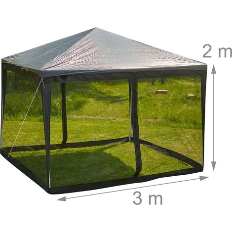 Zanzariera per pergola 3 x 3 m protezione insetti facile da installare esterno in tessuto nero 130005010