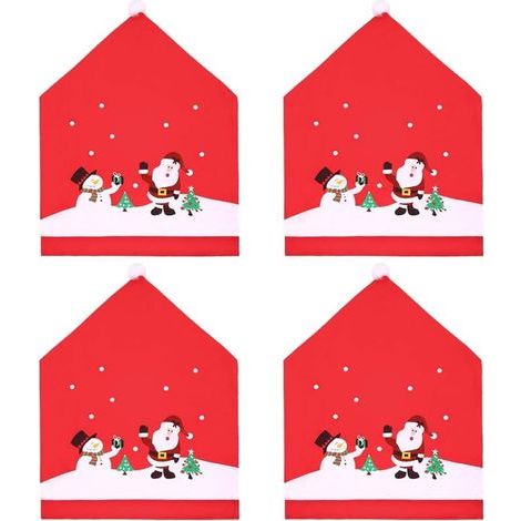 Housses de chaise de noël, 4 pièces, décoration de chaise pour fête de noël et dîner (1/5)