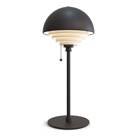 herstal Lampe de table noire, abat-jour à interrupteur 1x E27