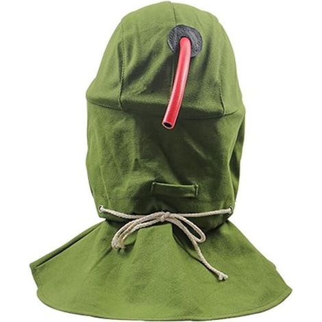 Cloche de sablage, écharpe de sablage, masque anti-vent, anti-sablage, outils de protection contre la poussière, masque facial, toile verte + casque de protection (1/4)