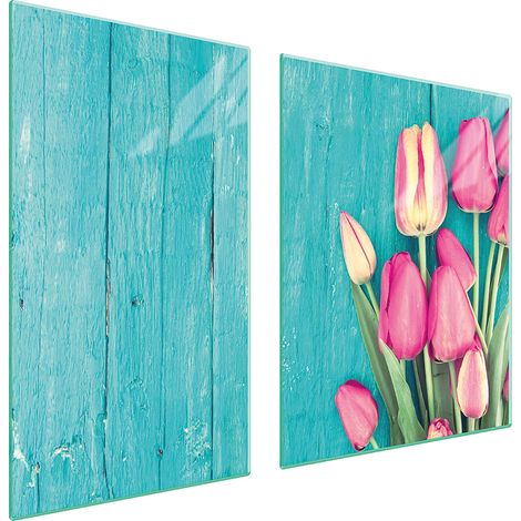 ASSIETTE EN VERRE et PLANCHE À DÉCOUPER 100x52 TULIPES (1/5)