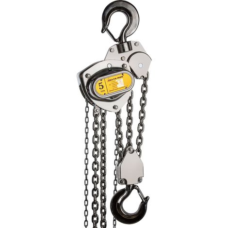 DELTA INOX Edelstahl Stirnradkettenzug mit Edelstahl Last- und Handkette Tragkraft 5,0t Hubhöhe 10m