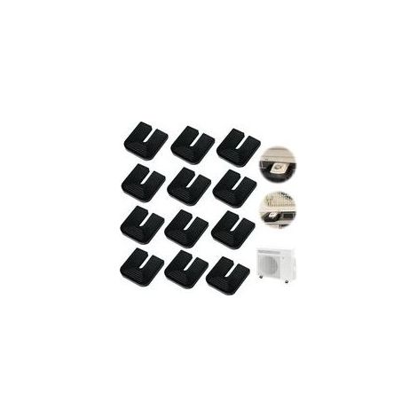 12 Pièces Amortisseurs de Vibrations en Caoutchouc de Climatiseurs, U-forme Coussin De Choc Pour Climatisation Pieds Anti-vibrations Support pour Condenseur de Climatiseur Split Extérieur, Noir (1/5)