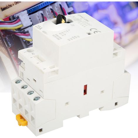 Contacteur secteur domestique 4P 25A 220V 50Hz sur rail DIN avec interrupteur de commande manuel 4NO (1/5)