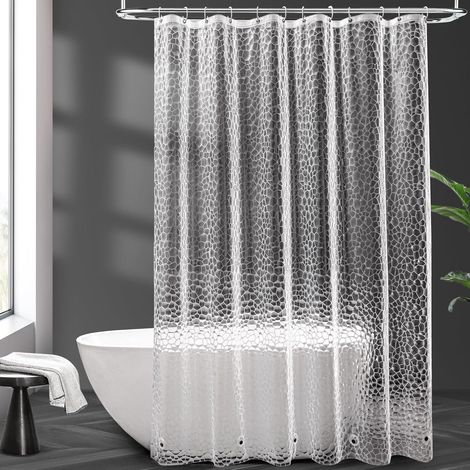 Duschvorhang Transparent 180x200cm Wasserdicht mit Magneten Hexagon Muster (1/5)