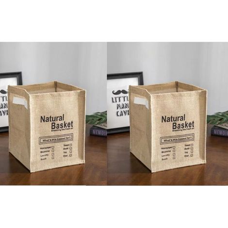 Pliable Boîte De Stockage De Jute Grands Vêtements sous-Vêtements Pochette De Rangement Jouets Panier Organisateur pour Usage Hôtel 2 PCS(B), Ensoleillé (1/5)