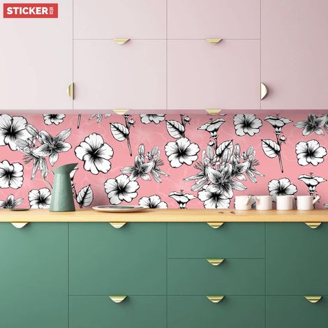 Crédence à coller Hibiscus Vintage 300 x 40 cm (1/5)